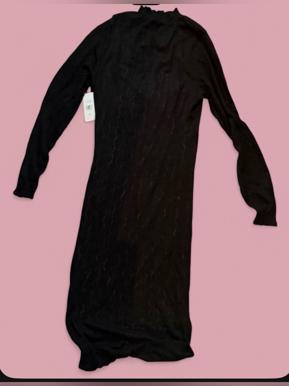 Fashion to Figure Black Long Sleeve Knit Midi Dress/ Cut Out Back